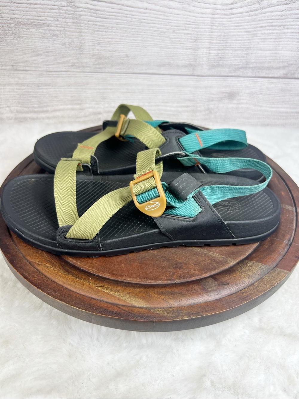 Chaco Lowdown Blue Green Strappy Sandals Women’s Size 9 Outdoor Boho Shoes Beach - Picture 4 of 9